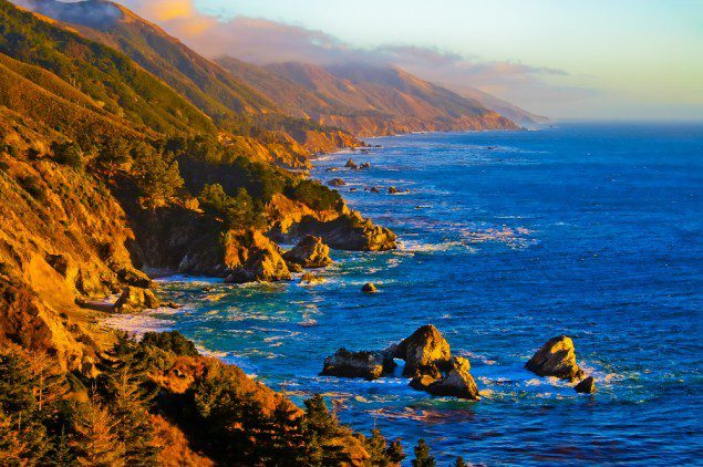 California coast at sunset. Image via Shutterstock