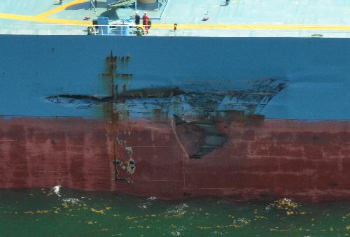 Collision Off Galveston Leaves Ships Bruised But Not Battered