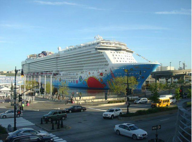 The Norwegian Breakaway at a pier on the Hudson River in New York City, May 7, 2013. Photo: NCL Breakaway on twitter