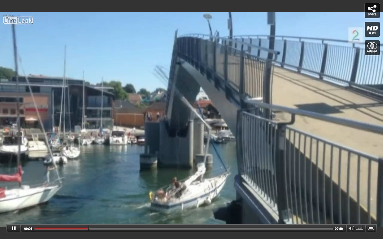 Sailboat Tries to Beat Bridge, Loses [INCIDENT VIDEO]