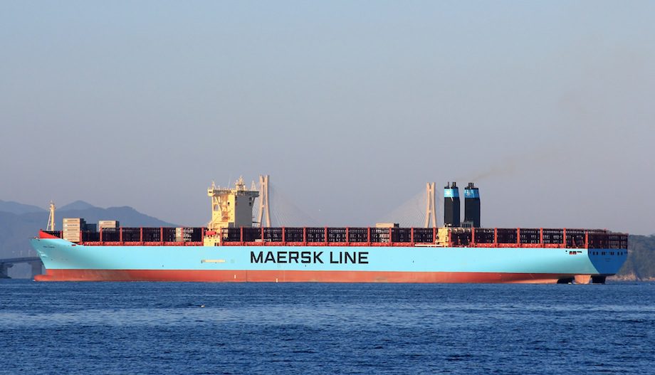 Ship Photo of The Day – Triple-E No. 3 Mary Maersk Departs Busan on Maiden Voyage