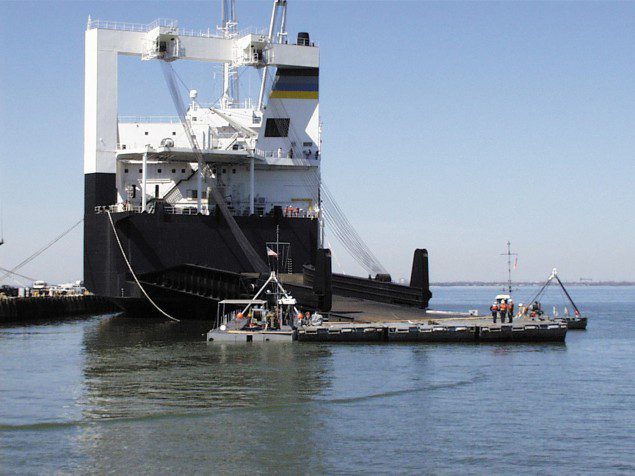 This photo gives you an idea of the size of the ramp. Image courtesy Military Sealift Command