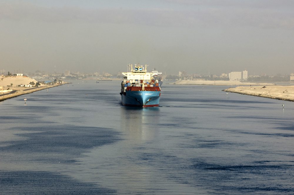 A Maersk containership in the Suez Canal