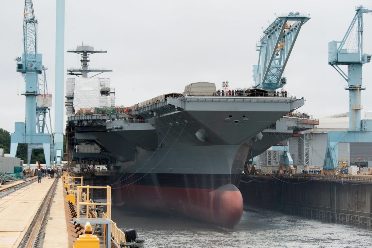 Ship Photos of The Day – Gerald R. Ford Aircraft Carrier Dry Dock Flooded