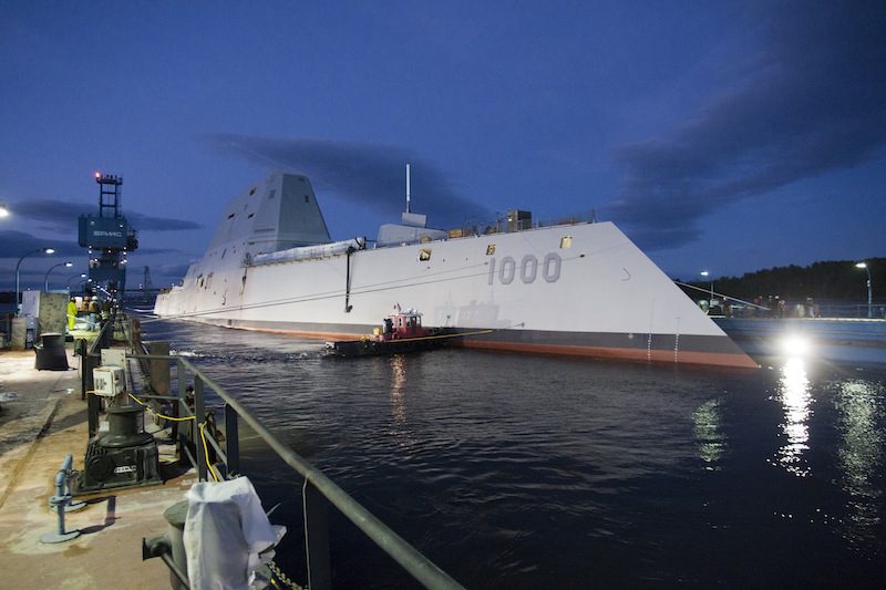 Ship Photos of The Day – First Zumwalt Class Stealth Destroyer Launched in Maine
