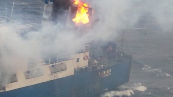 Cargo Ship Catches Fire Near Iceland [PHOTOS]