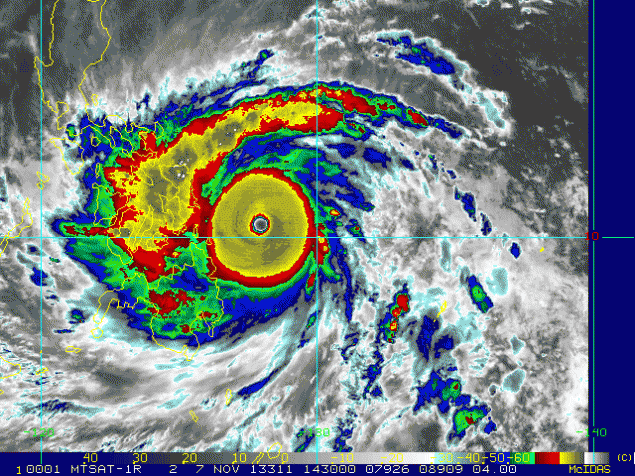 Super Typhoon Haiyan nearing Philippines