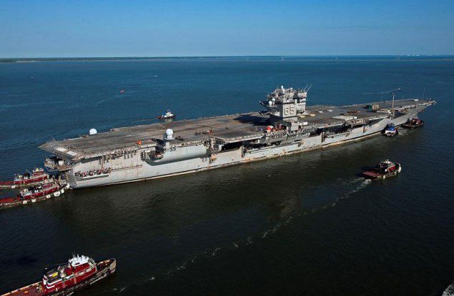 The first nuclear-powere aircraft carrier, USS Enterprise (CVN 65), made her final voyage to Newport News Shipbuilding in June 2013, where it will be the first to undergo inactivation. Photo by John Whalen