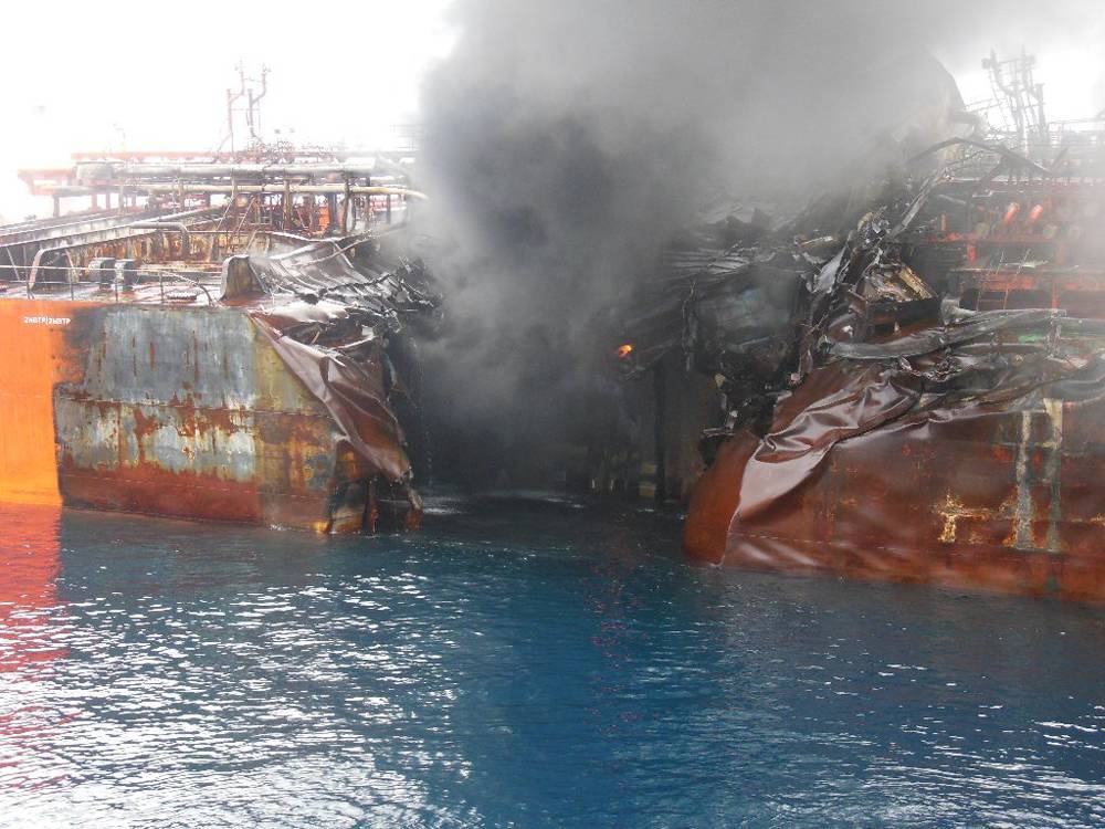 South Korea Finally Gives Refuge to Fire-Scorched Tanker