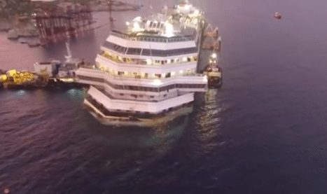 Drone Gives Bird’s-Eye View of Costa Concordia Wreck Site – VIDEO