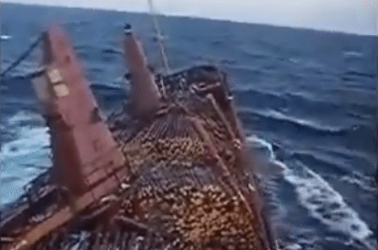 Crazy Video: Crew Ditches Cargo to Save Ship