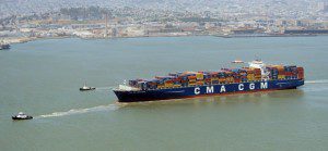 cma cgm containership under tow san francisco