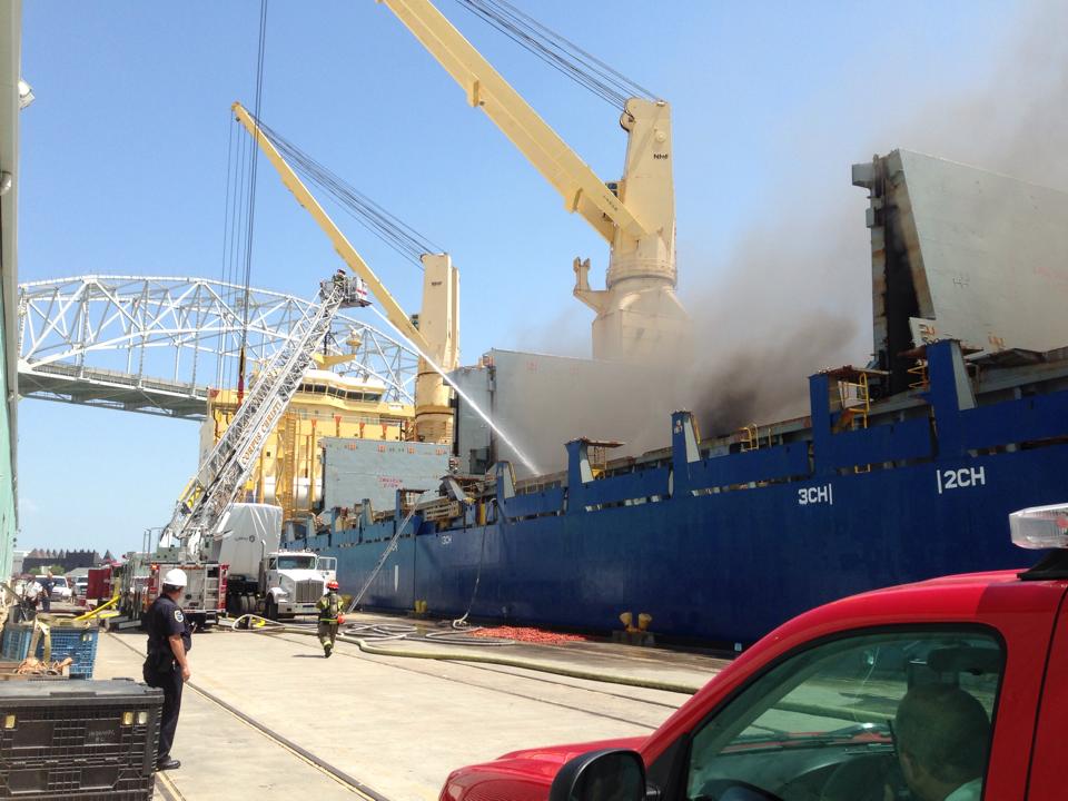 Cargo Ship Catches Fire at Corpus Christi