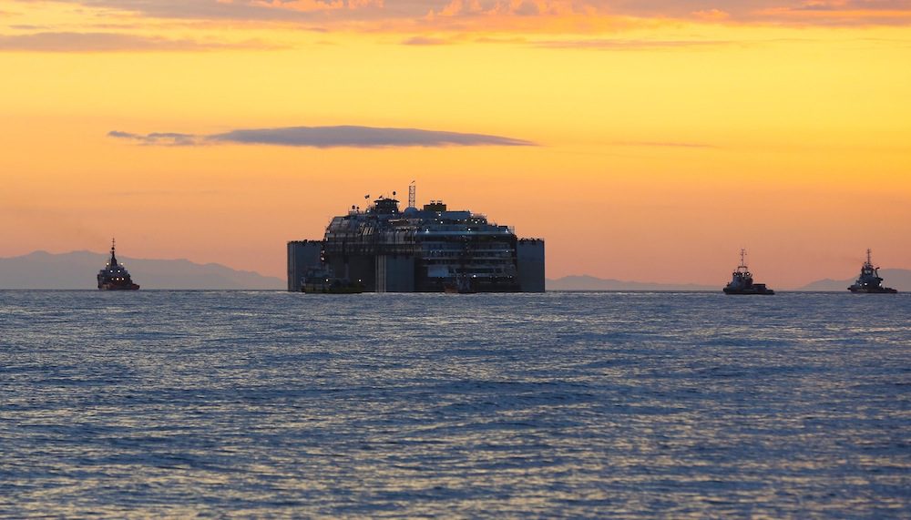 Smooth Sailing for Costa Concordia, Convoy Within Sight of Genoa
