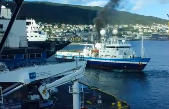 Seismic Survey Vessel Smashes into Cruise Ship in Bergen [VIDEO]