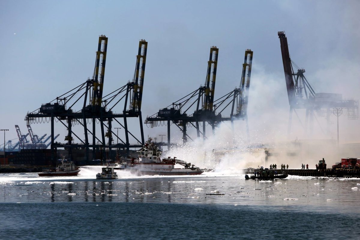 ‘Stubborn’ Wharf Fire Closes Container Terminals at Port of Los Angeles -UPDATE 2