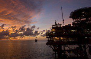 oil rig sunset offshore