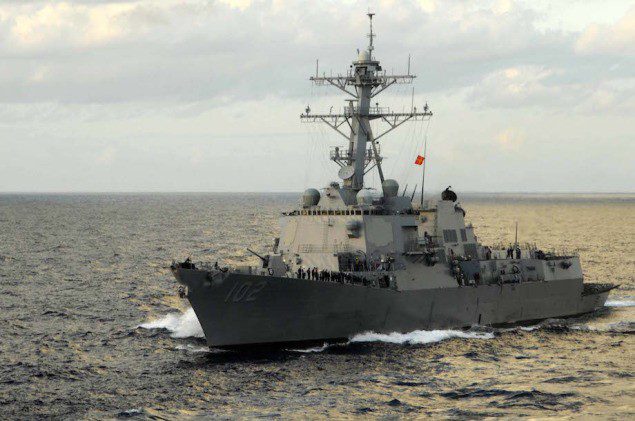 The guided-missile destroyer USS Sampson (DDG 102) in the Philippine Sea. File photo courtesy U.S. Navy