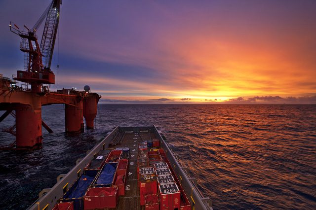 platform supply vessel north sea sunrise sunset