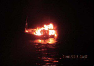 dhow on fire
