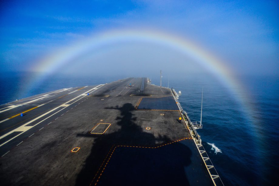 SPOTD – Navy Photog Captures Epic Rainbow Across John C. Stennis’ Bow