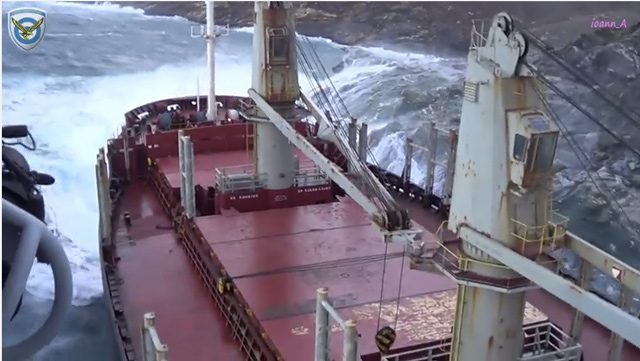 WATCH: Bulk Carrier Remains Pinned Against Greek Shoreline, All 22 Rescued – Update