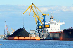 coal barge loading dry bulk