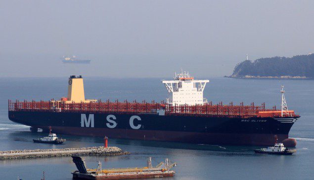MSC Oliver returns from sea trials off Okpo, Korea, March 21, 2015. Photo courtesy 