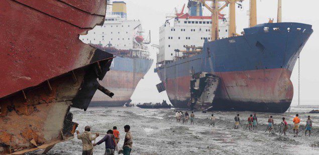 Shipbreaking at Alang, India.