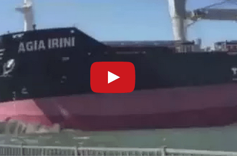Raw Video Shows 600-Foot Freighter Run Aground on Delaware River