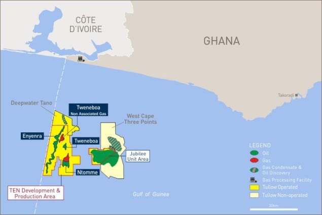 "TEN" project map. Map: Tullow Oil