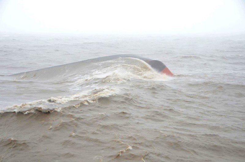 The bottom of the MV Coastal Trader after capsizing. Photo: India Ministry of Defence