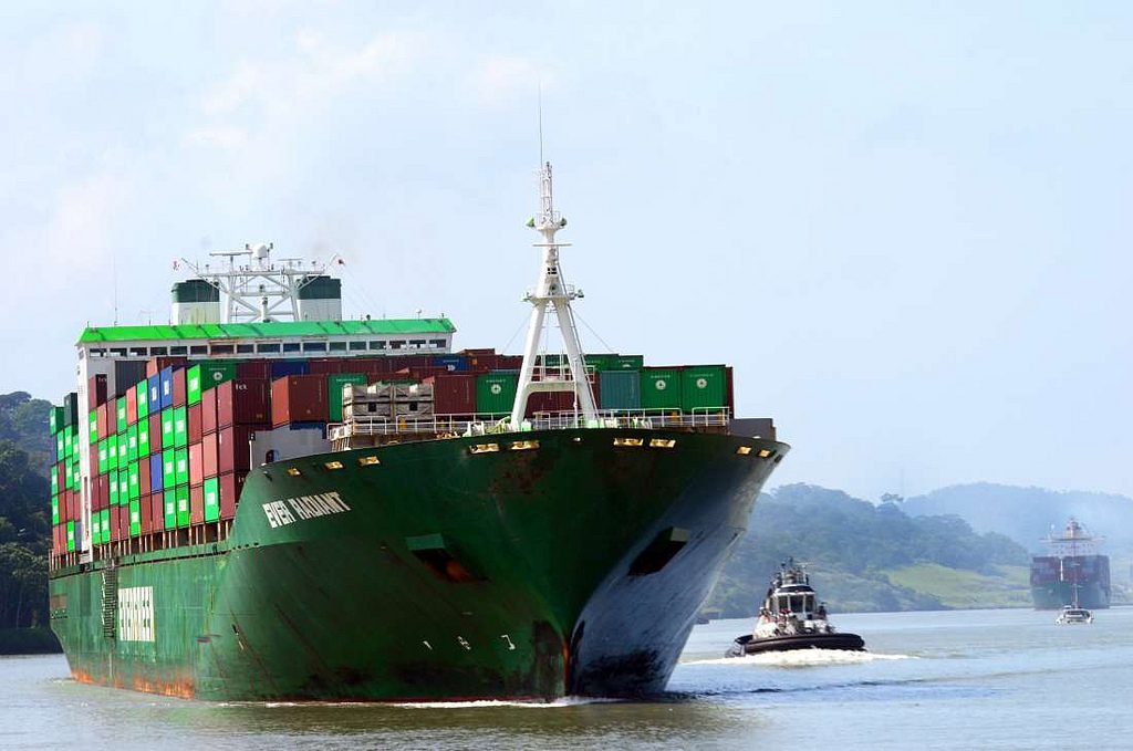 Container ship in panama canal