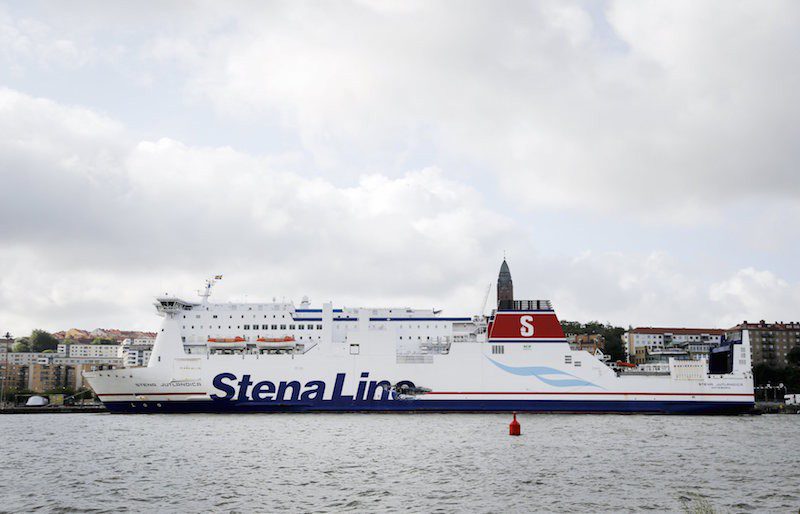A hole is seen on the side of Stena Line passenger ferry Stena Jutlandica in the harbour of Gothenburg, Sweden, July 19, 2015.  REUTERS/Adam Ihse/TT News Agency