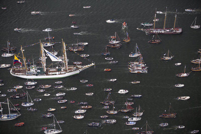 A tall ship sails during the Sail-In Parade. REUTERS/Cris Toala Olivares