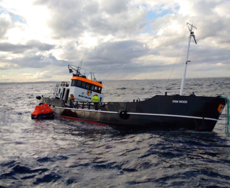 Waterlogged tanker Erin Wood. Credit: RNLI/Peterhead