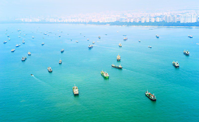 Ships in Singapore harbor. Photo: Shutterstock/joyfull