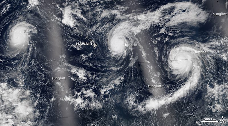 NASA Satellites Capture Three Hurricanes Marching Across Pacific