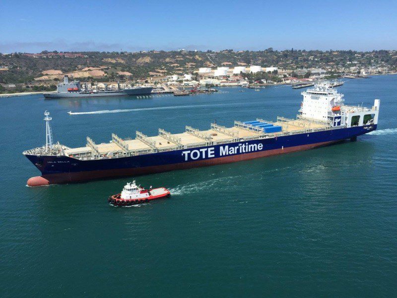 Tote 1, aka Isla Bella, during August sea trials. Photo: General Dynamics NASSCO