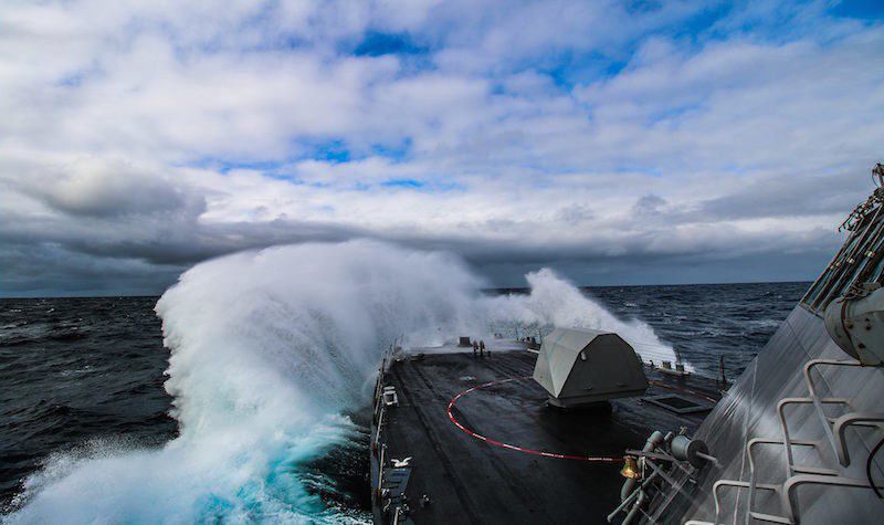 150317-N-EW716-001 PACIFIC OCEAN (March 17, 2015) The littoral combat ship USS Freedom (LCS 1) is underway off the coast of Oregon conducting rough water trials. (U.s. Navy photo/Released)
