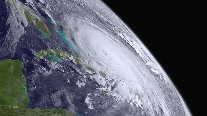 Hurricane Joaquin is pictured off the east coast of the United States in this handout photo provided by NOAA, taken October 1, 2015. Search-and-rescue teams on Sunday located debris appearing to belong to the cargo ship El Faro, which went missing in the eye of Hurricane Joaquin with 33 mostly American crew members aboard more than three days ago, the U.S. Coast Guard and the ship's owner said. Picture taken October 1, 2015. REUTERS/NOAA/Handout via Reuters ATTENTION EDITORS - FOR EDITORIAL USE ONLY. NOT FOR SALE FOR MARKETING OR ADVERTISING CAMPAIGNS. THIS IMAGE HAS BEEN SUPPLIED BY A THIRD PARTY. IT IS DISTRIBUTED, EXACTLY AS RECEIVED BY REUTERS, AS A SERVICE TO CLIENTS
