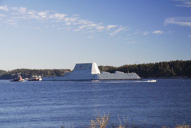 KENNEBEC RIVER (Dec. 7, 2015) The future USS Zumwalt (DDG 1000) is underway for the first time conducting at-sea tests and trials on the Kennebeck River. U.S. Navy Photo