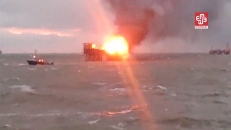 One Worker Killed, 30 Missing After Caspian Sea Platform Fire -Azeri Government
