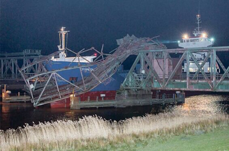 Cargo Ship Takes Out Railway Bridge in Germany