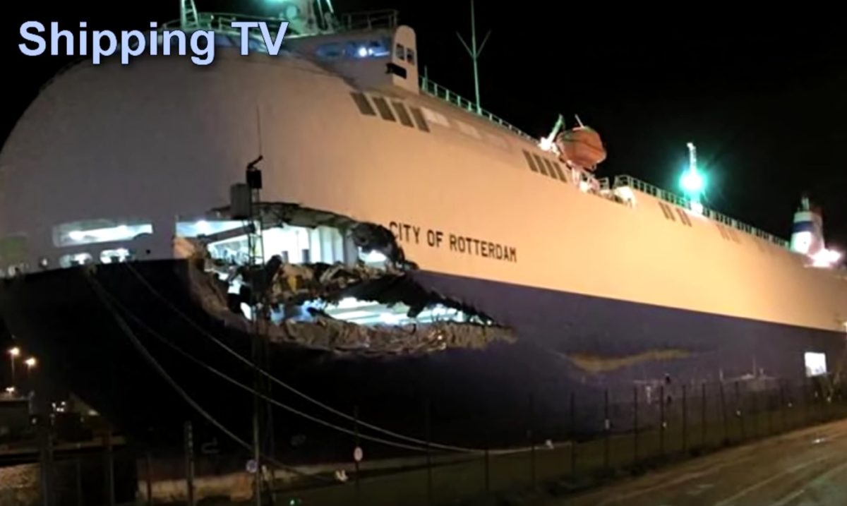 Shipping TV: Car Carrier, DFDS Seaways Ferry Damaged in Collision in UK