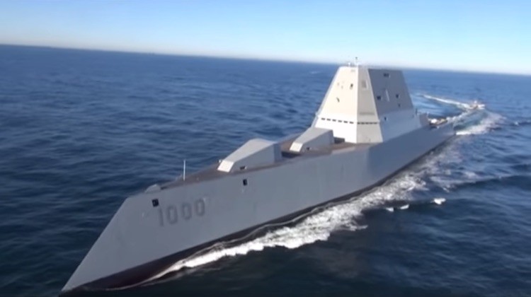 WATCH: First Footage of Future USS Zumwalt (DDG 1000) at Sea