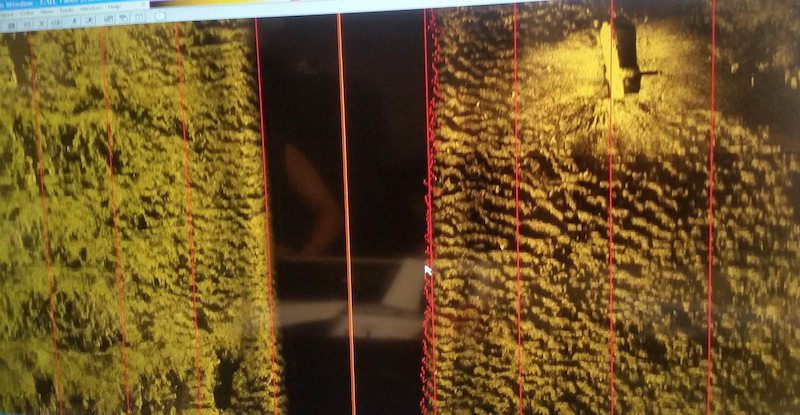 Photo of side-scanning sonar software displaying the El Faro