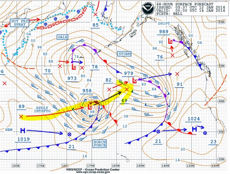Unusual North Pacific Storm Tracking Through Main Shipping Lanes – UPDATE