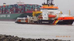 German Salvage Tug Assisting Container Vessel