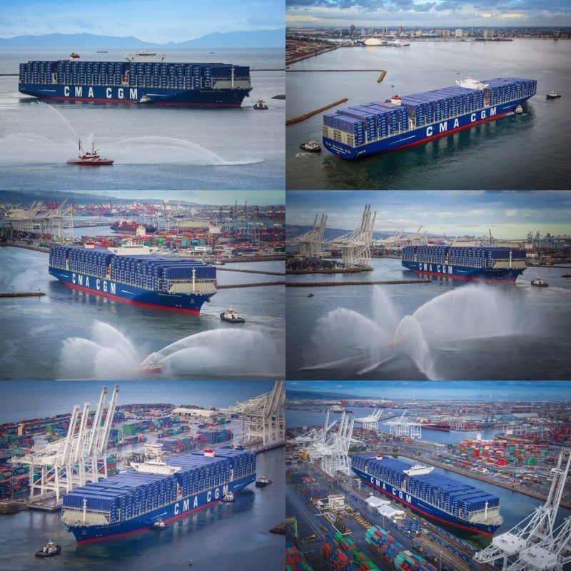 French Containership Port Of Long Beach California